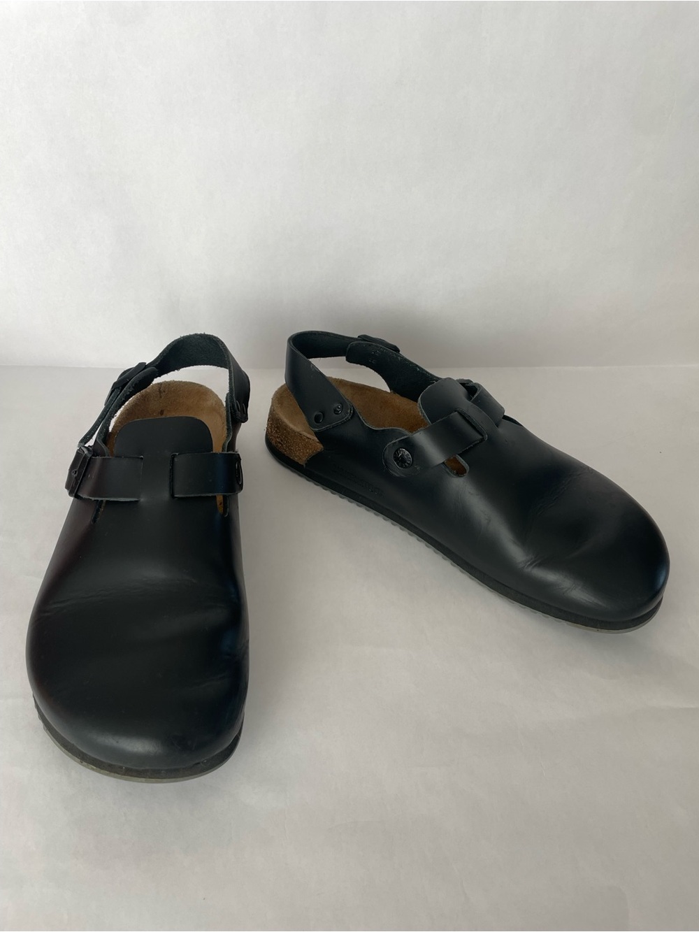Birkenstock Tokio Black Leather Clog Mule, Strap Comfort, EU 41, Womens 10.5 M-8